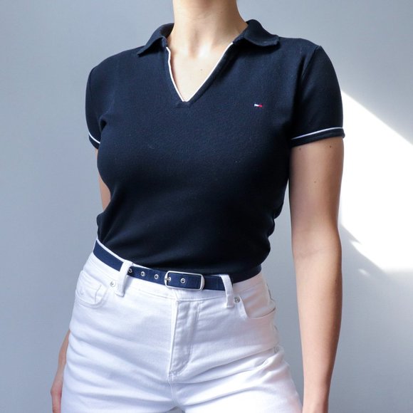 Dark blue TOMMY HILFIGER cotton polo shirt - Picture 1 of 4